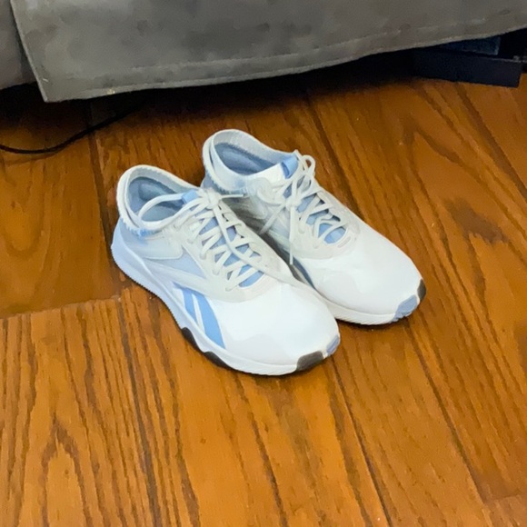Reebok Shoes - Reebok White and Light Blue Athletic Shoes